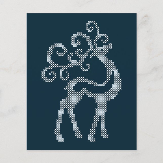 Blå jul broderi renhorn säsongsbetonat (Framsida)