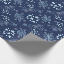 Blå jul Elegant snöflingemönster Presentpapper