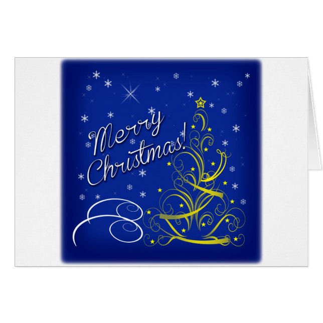 Blå jul hälsningskort (Framsidan Horizontal)