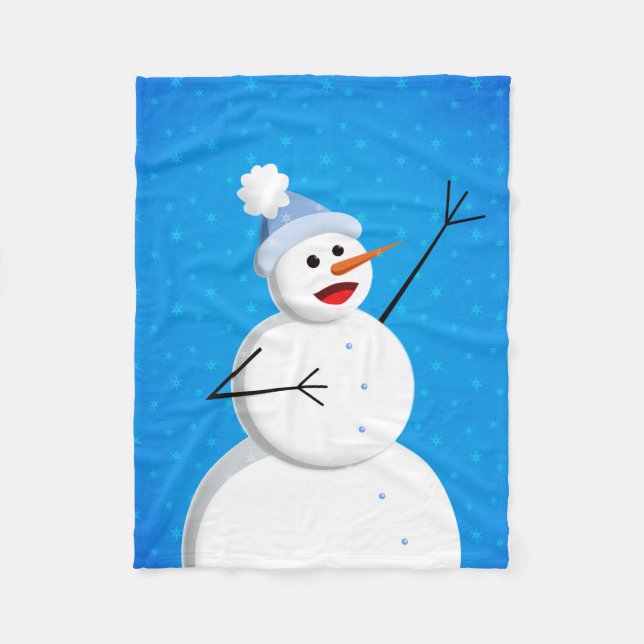Blå jul i lycklig Snögubbe Fleecefilt (Framsidan)