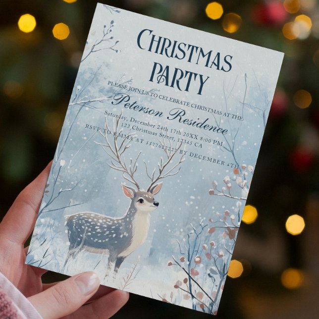 Blå jul i vintertid och renljus Party Inbjudningar (Skapare uppladdad)