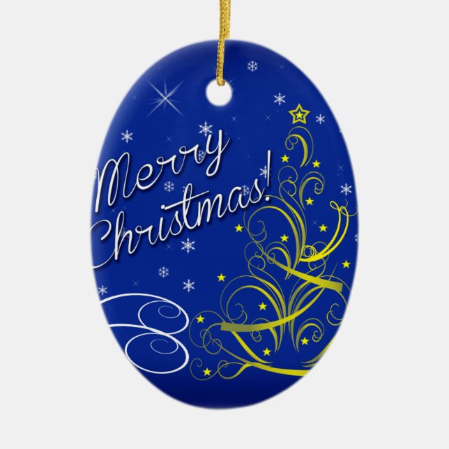 Blå jul julgransprydnad keramik (Framsidan)