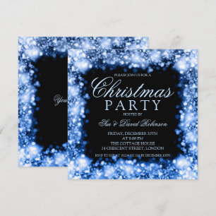 Blå jul Party Sparkling Ljus Inbjudningar