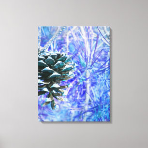 Blå jul Pinecone-Wrapped Canvas