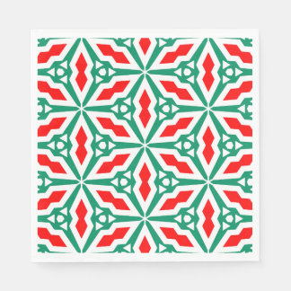 Blå jul Röd och Grönt Snowflake Star Pappersservett