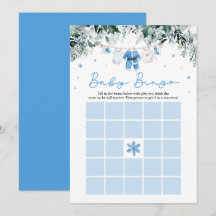 Blå jul Santa Baby Bingo Baby Shower-spel