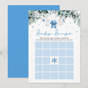 Blå jul Santa Baby Bingo Baby Shower-spel Inbjudningar