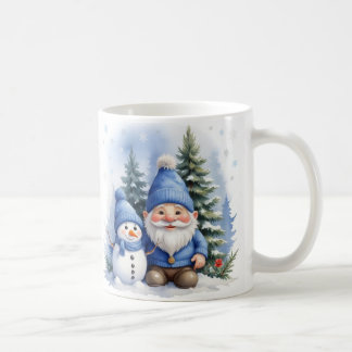 Blå jul - Santa och Snögubbe Kaffemugg