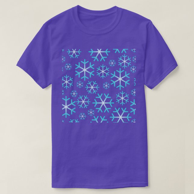 Blå jul Snöflingor Mönster T Shirt (Design framsida)