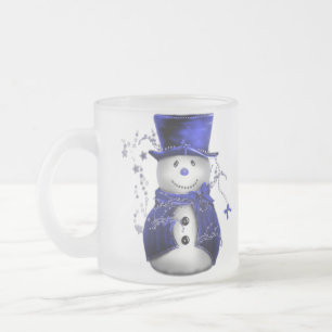 Blå jul Snögubbe Frostad Glasmugg