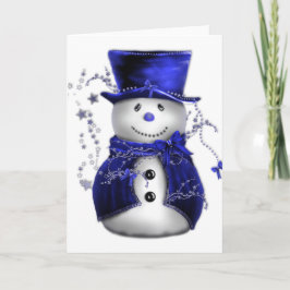 Blå jul Snögubbe Helgkort