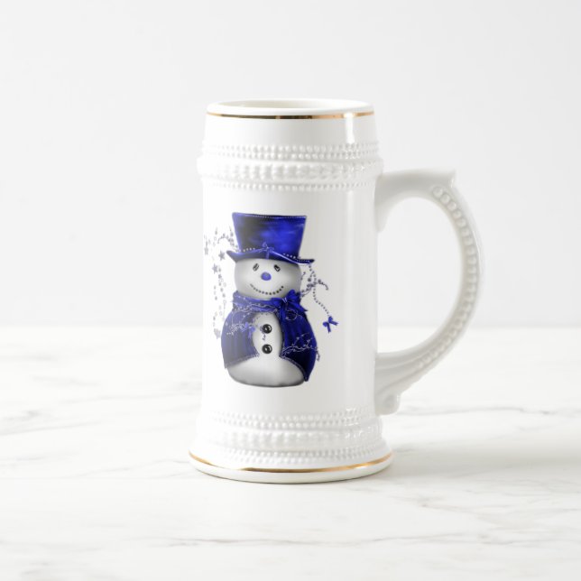 Blå jul Snögubbe Sejdel (Höger)