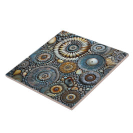 Blå jul Spiral Mönster Kakelplatta