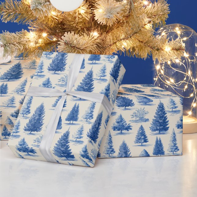 Blå jul toile presentpapper (Helgdagar)