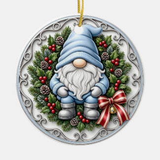 Blå Jul Tomte Julgransprydnad Keramik