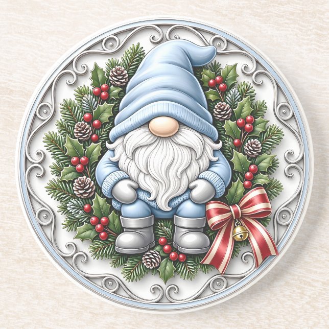 Blå Jul Tomte Underlägg (Framsidan)