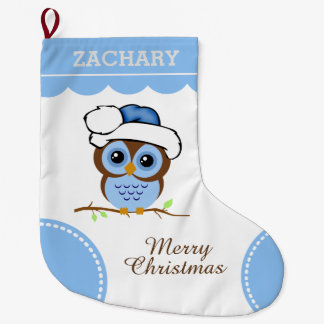 Blå jul Uggla Stor Julstrumpa