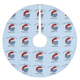 Blå jul utan dig! julgransmatta borstad polyester