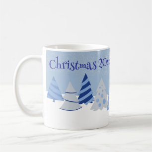 Blå jul Whimsical Träd Kaffemugg