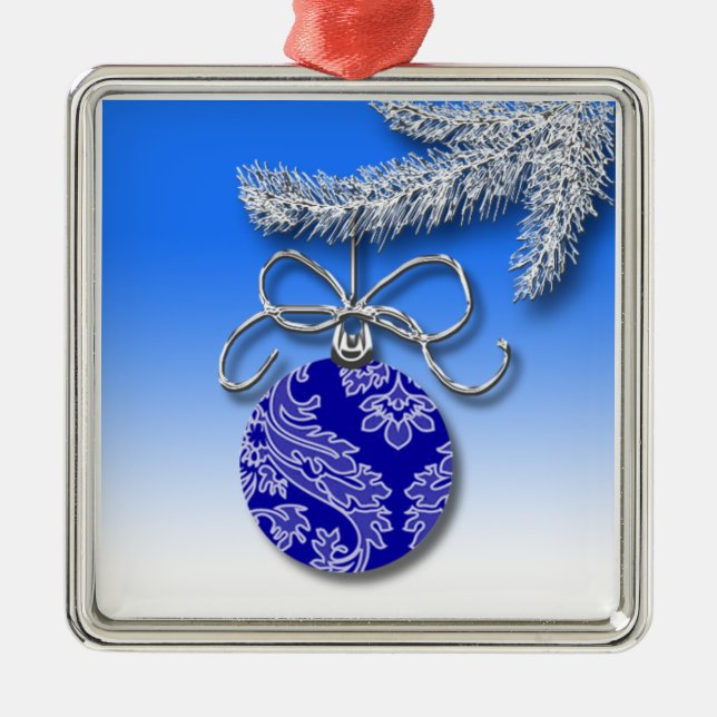 Blå julafton Evergreen Träd Gren Julgransprydnad Metall (Framsidan)