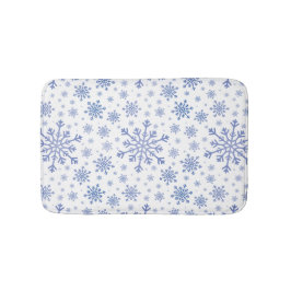 Blå julafton Snöflingor på Vintervit Badrumsmatta