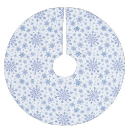 Blå julafton Snöflingor på Vintervit Julgransmatta Borstad Polyester