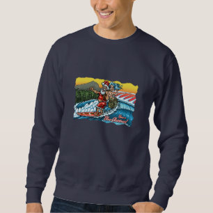 Blå julafton Surfing Santa Illustration Sweatshirt