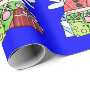 Blå julängeln Santa Wrapping Papper Presentpapper