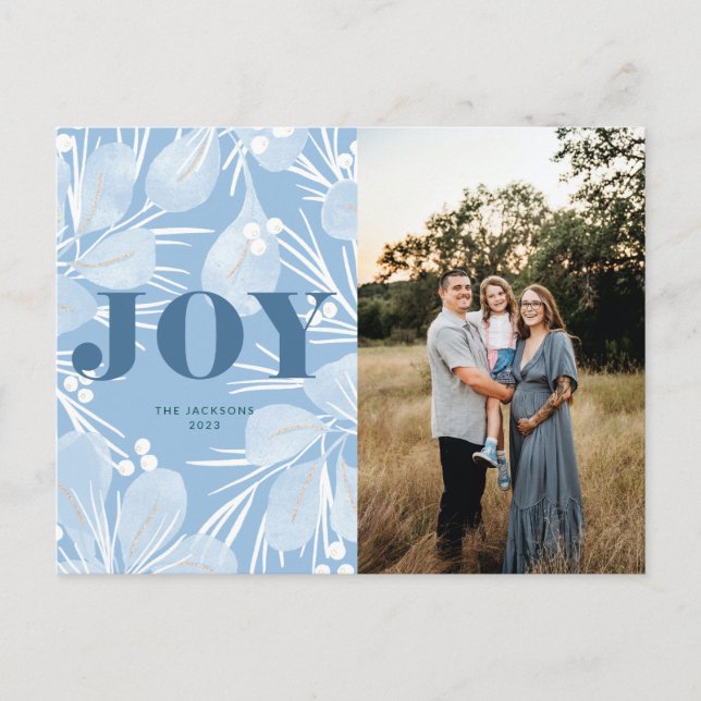 Blå juldesign helg vykort (Framsida)