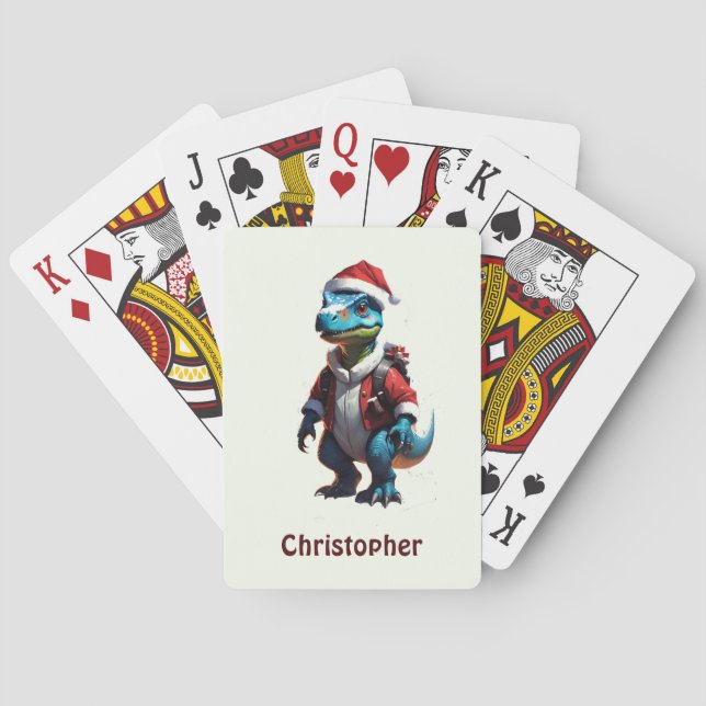 Blå juldinosaurier casinokort (Baksidan)
