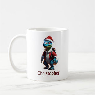 Blå juldinosaurier kaffemugg