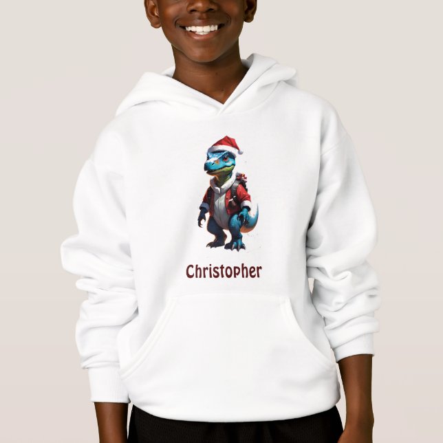 Blå juldinosaurier t shirt (Framsida)