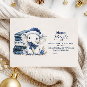 Blå julelefant Baby Showe Diapper Raffle Tilläggskort