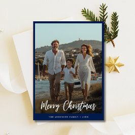 Blå julfamiljen Photo Nautical Hälsning Julkort