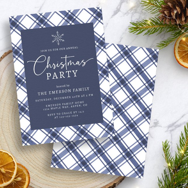 Blå Julfest Inbjudningar (Blue Christmas Party Invitation
)