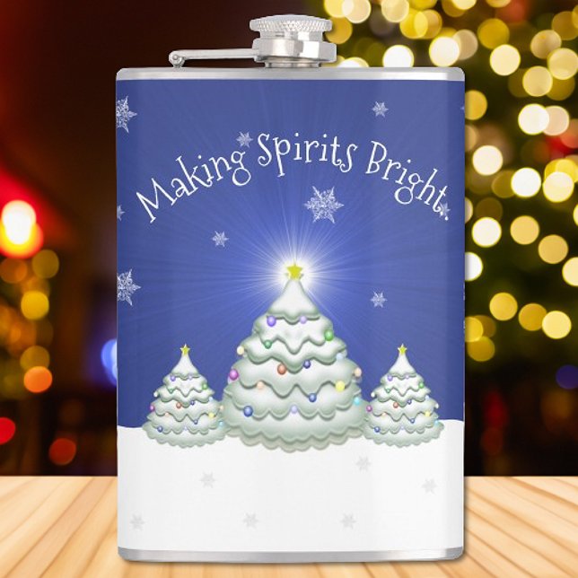 Blå Julgran-kolv Fickplunta (Blue Christmas Tree Flask)
