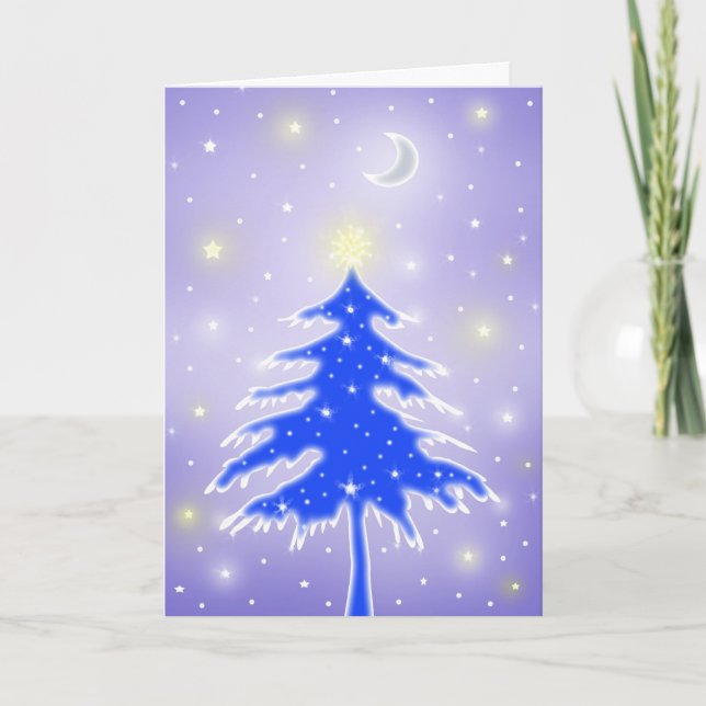 Blå julgran kort (Framsida)