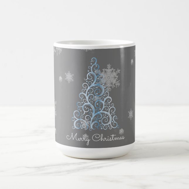 Blå Julgran och Snöflingor Mugg (Center)