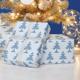 Blå Julgran vid Snö Presentpapper