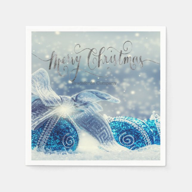Blå julgranskulor Bokeh Pappersservett (Framsidan)
