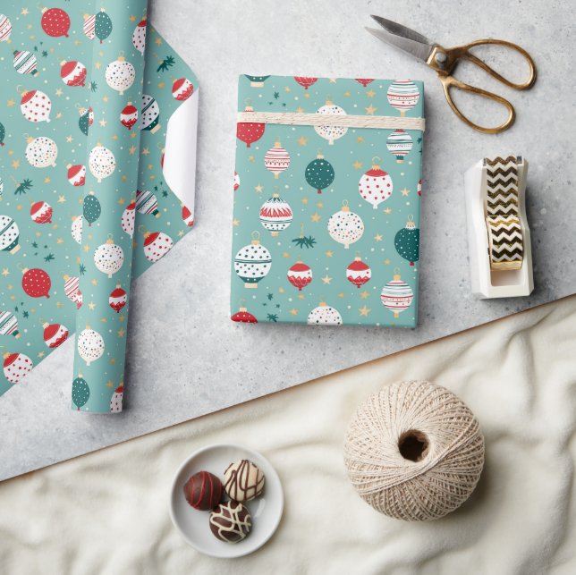 Blå julgransprydnader Tecknad mönster Presentpapper (Hantverk)