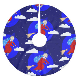 Blå julhäxparapanas broomrider spookmas julgransmatta borstad polyester