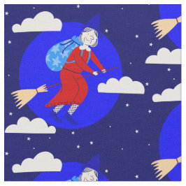 Blå julhäxparapanas broomrider spookmas tyg