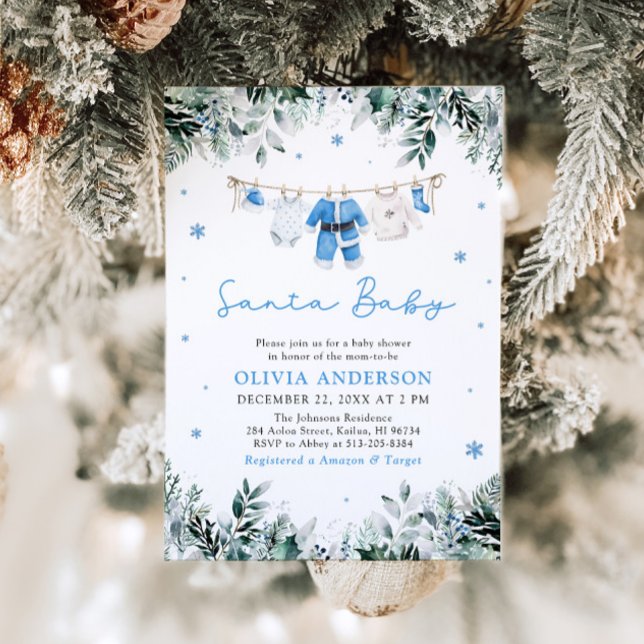Blå julklapp för julklapp i Baby Baby Shower Inbjudningar (Skapare uppladdad)
