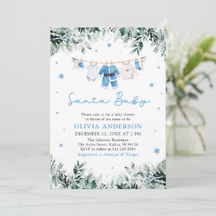 Blå julklapp för julklapp i Baby Baby Shower Inbjudningar