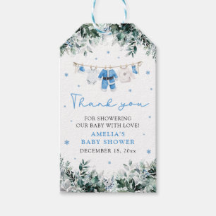 Blå julklapp för julklapp i Baby Baby Shower Presentetikett
