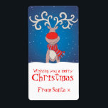 Blå julklapp fraktsedel<br><div class="desc">Cute illustrerade julklappsetikett. Anpassa med ditt namn eller lämna till ge intrycket av att tomten har returnerat en gåva eller brev. Underbar för att skicka paket och kort över julklappar. Illustration av Sarah Trett.</div>