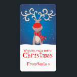 Blå julklapp fraktsedel<br><div class="desc">Cute illustrerade julklappsetikett. Anpassa med ditt namn eller lämna till ge intrycket av att tomten har returnerat en gåva eller brev. Underbar för att skicka paket och kort över julklappar. Illustration av Sarah Trett.</div>