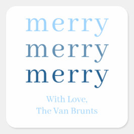Blå julklapp Märkre Stickers Fyrkantigt Klistermärke