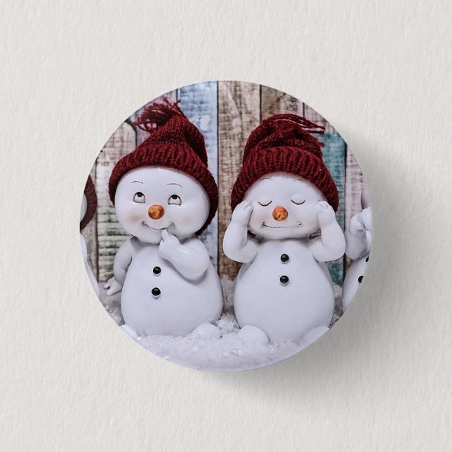 Blå julklute Snögubbe Knapp (Framsida)